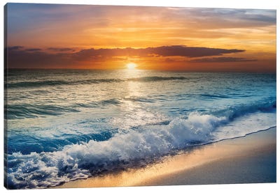 Beach Sunrise In South Florida Canvas Art Print - Cloud Art