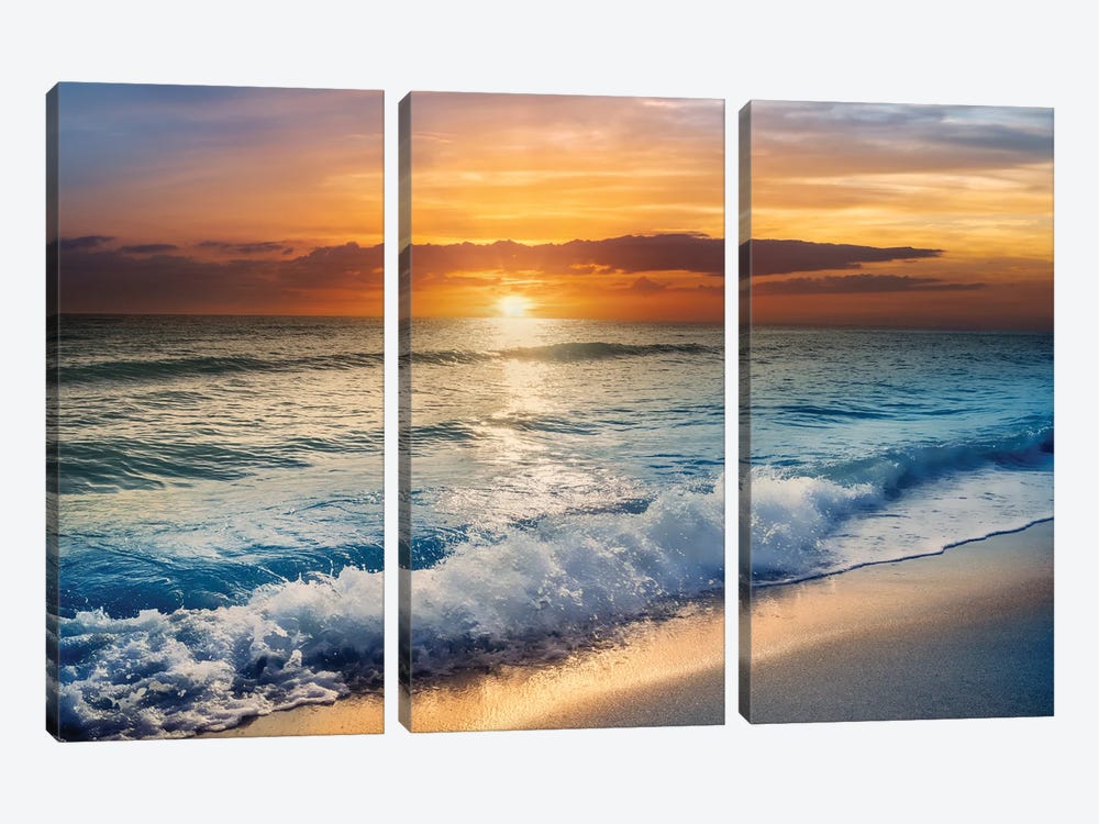 Beach Sunrise In South Florida 3-piece Art Print