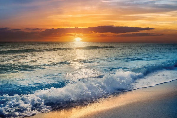Large Photography - Canvas Prints: Beach Sunrise In South Florida by Susanne Kremer