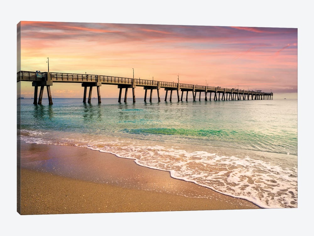 Beach Pier Sunrise, South Florida by Susanne Kremer 1-piece Canvas Artwork