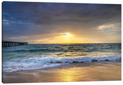 Serene Sunrise At The Beach, Miami,South Florida Canvas Art Print - Miami Art