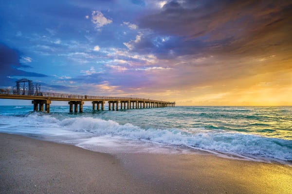 Miami: Powerful Sunrise With Pier, Miami South Florida by Susanne Kremer