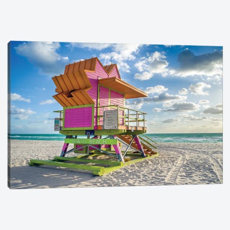 Pink Star Lifeguardhouse Miami Beach Florida Canvas Print #SKR456} by Susanne Kremer Art Print