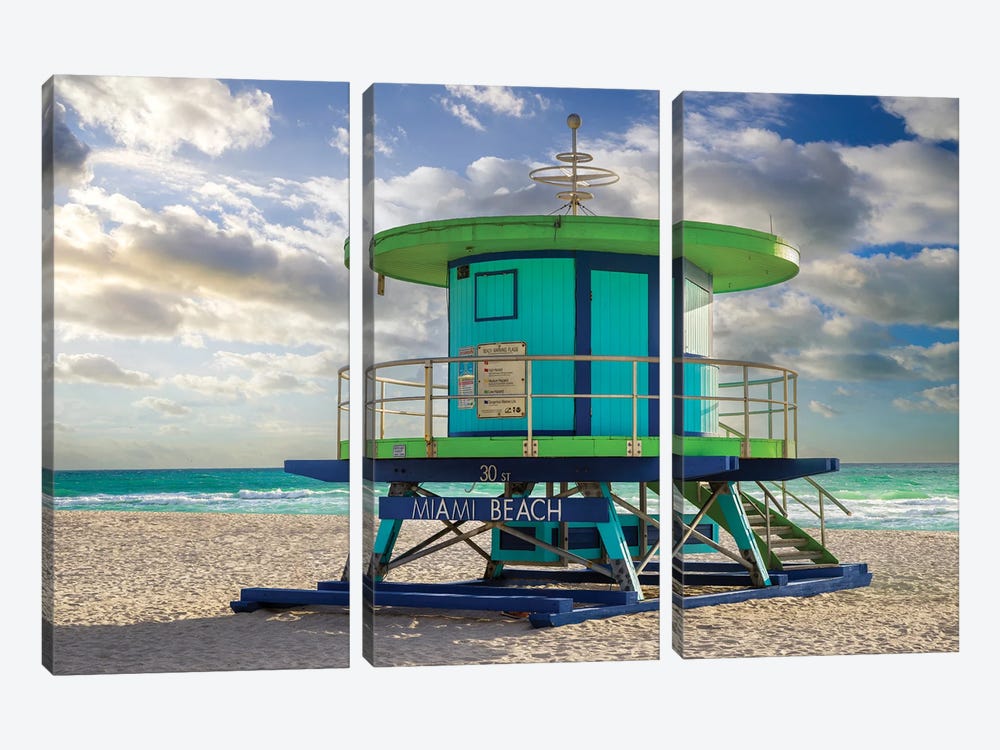 Miami Beach Blues, Florida by Susanne Kremer 3-piece Canvas Artwork