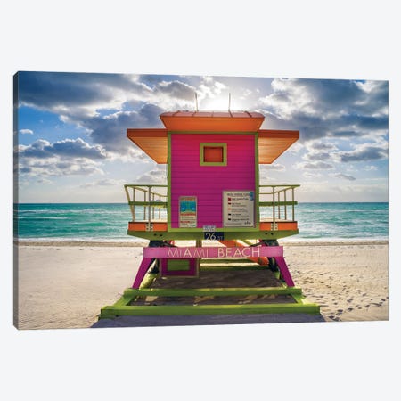 Pink Lifeguard House,Miami Beach, Florida Canvas Print #SKR458} by Susanne Kremer Canvas Wall Art