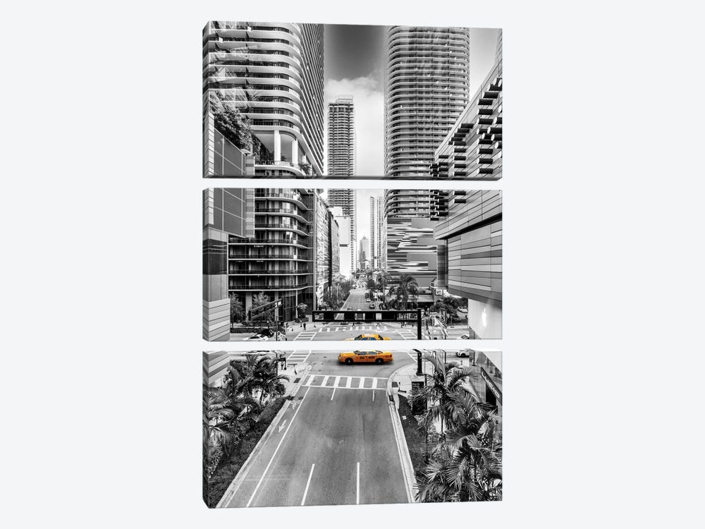 Sunshine Cab, Miami Downtown by Susanne Kremer 3-piece Canvas Print