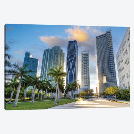 Miami Downtown Architecture At Sunset Canvas Print #SKR478} by Susanne Kremer Canvas Wall Art