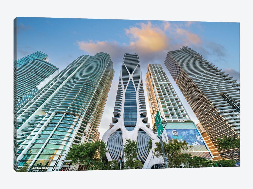 Miami Architecture High-Rise Buildings At Sunset by Susanne Kremer 1-piece Canvas Art