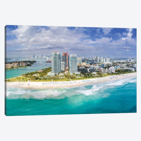 Miami Beach Aerial Panorama Canvas Print #SKR487} by Susanne Kremer Canvas Art