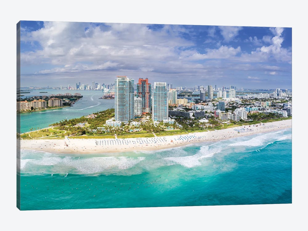 Miami Beach Aerial Panorama by Susanne Kremer 1-piece Canvas Art Print