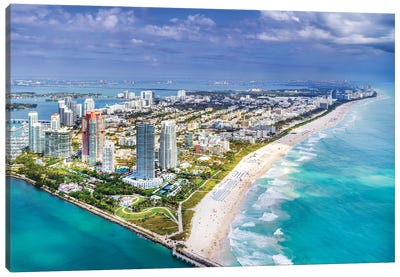 Miami South Beach From The Helicopter Canvas Art Print - Miami Art
