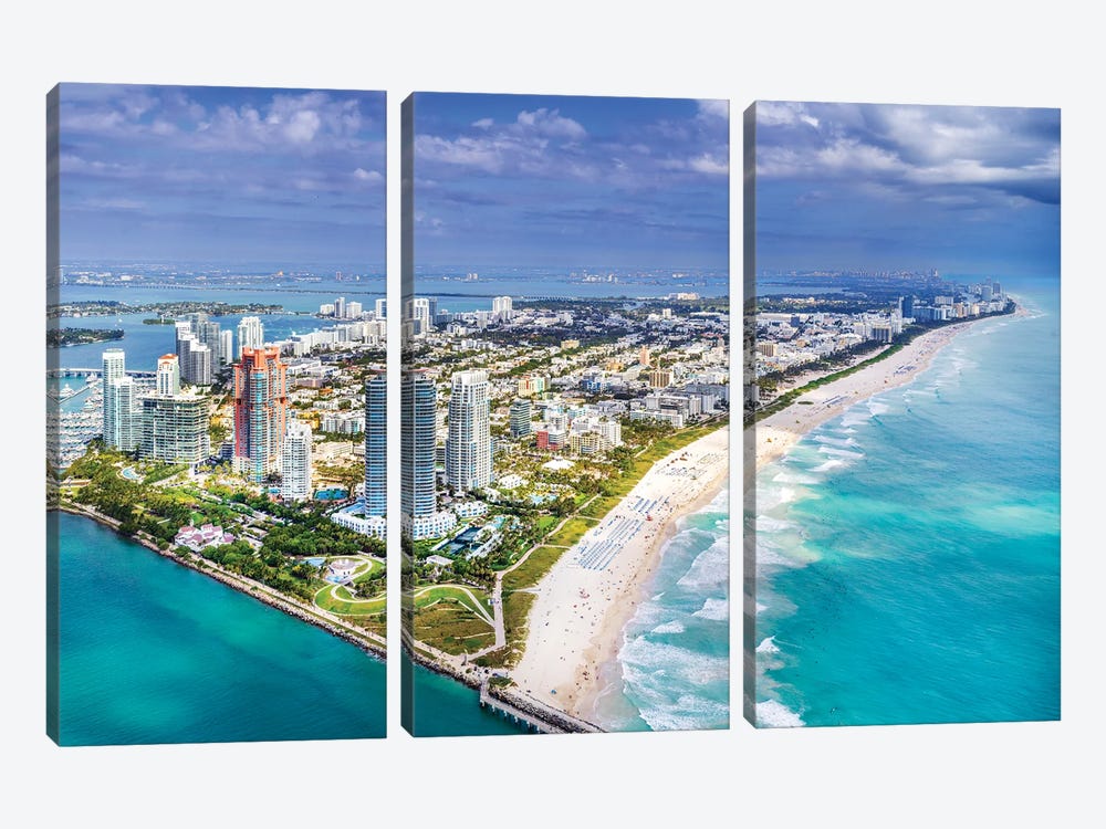 Miami South Beach From The Helicopter by Susanne Kremer 3-piece Canvas Art