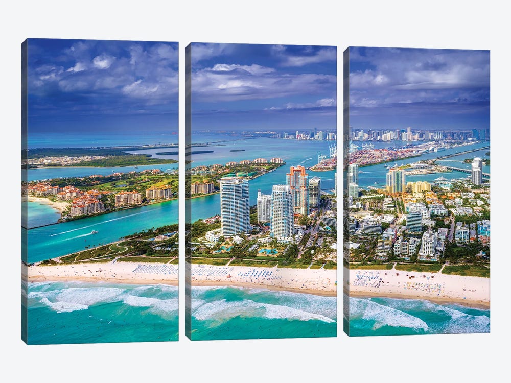Miami South Beach From The Helicopter II by Susanne Kremer 3-piece Art Print