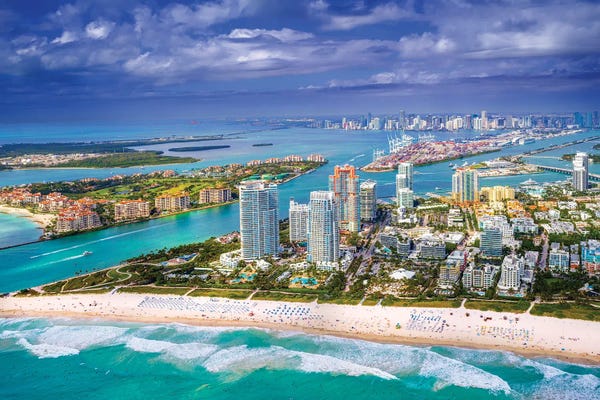 Large Photography - Canvas Prints: Miami South Beach From The Helicopter II by Susanne Kremer