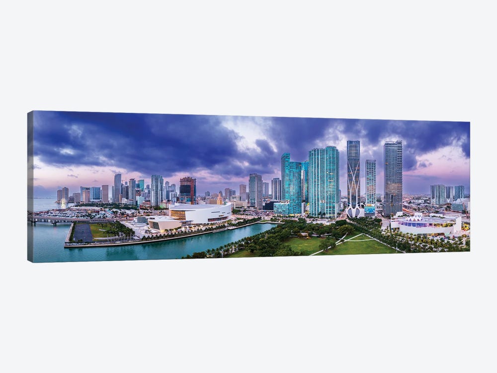 Miami Downtown Panoramic Skyline Aerial by Susanne Kremer 1-piece Canvas Art Print
