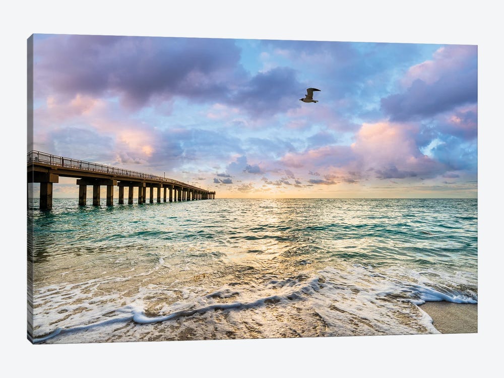 Relaxing Morning At The Beach,North Miami Beach Florida by Susanne Kremer 1-piece Canvas Art