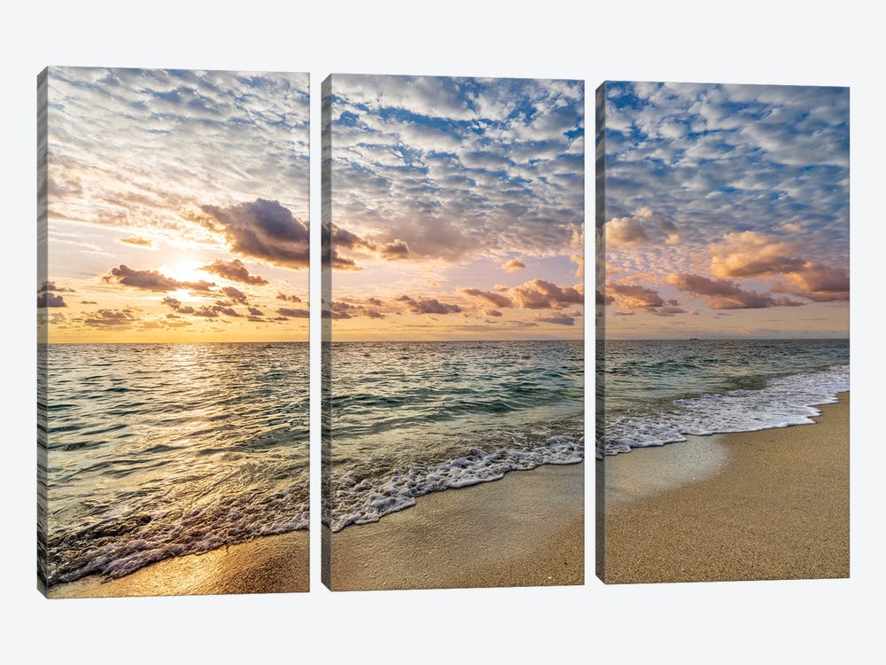 Soft Sunrise Miami Beach,Florida by Susanne Kremer 3-piece Canvas Print
