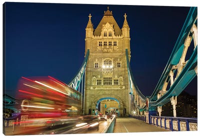 Tower Bridge And The Red Bus, United Kingdom Canvas Art Print - Tower Bridge