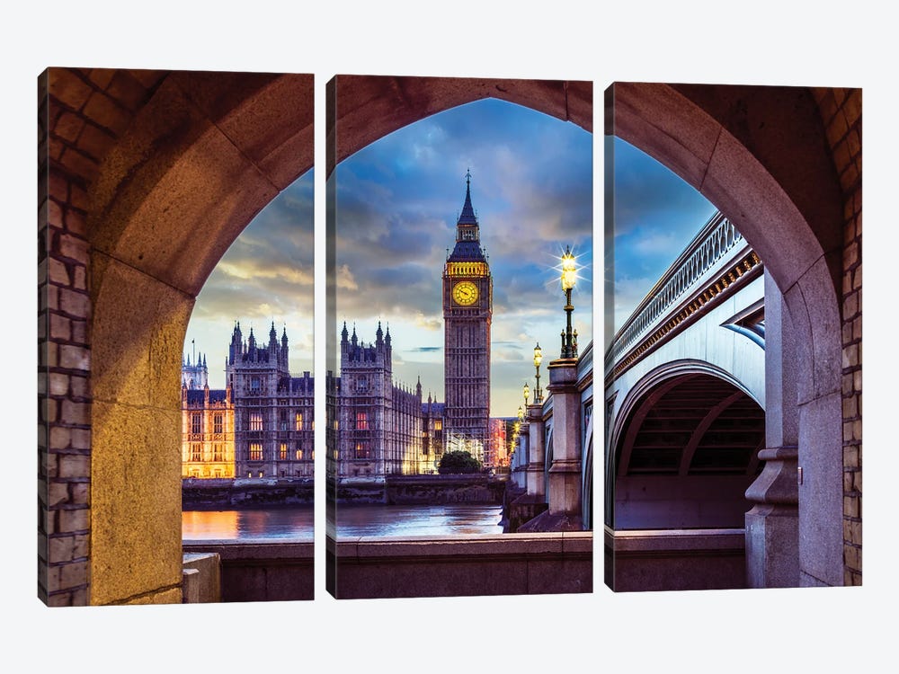 Big Ben From A Sherlock Holmes Perspective,London United Kingdom by Susanne Kremer 3-piece Canvas Art