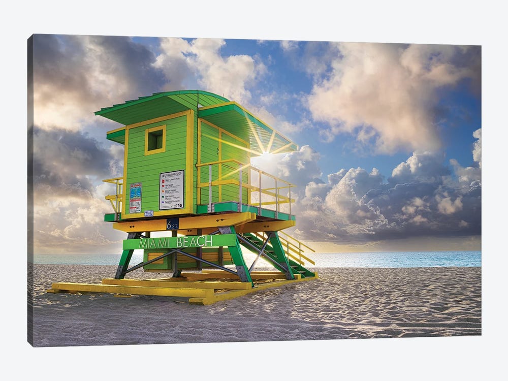 South Beach Miami Florida Sun Burst by Susanne Kremer 1-piece Canvas Print