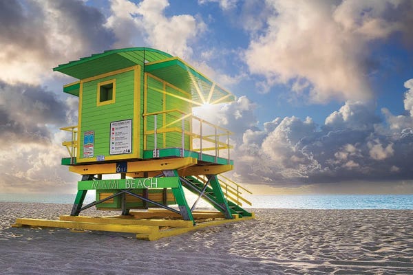 Miami: South Beach Miami Florida Sun Burst by Susanne Kremer