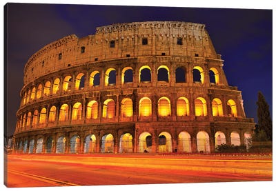 Colosseum At Night III Canvas Art Print - Ancient Ruins Art