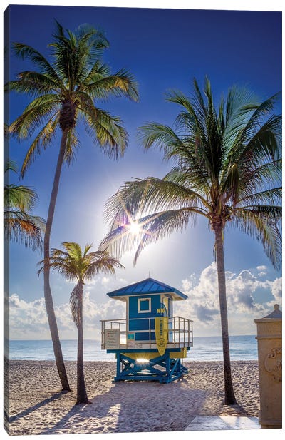 The Perfect Beach Day, Miami Florida Canvas Art Print - Palm Tree Art