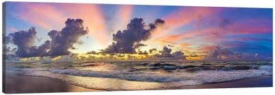 Before Sunrise Colors , Florida Beach Panoramic Canvas Art Print - Florida Art