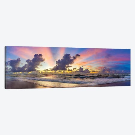 Before Sunrise Colors , Florida Beach Panoramic Canvas Print #SKR529} by Susanne Kremer Canvas Artwork