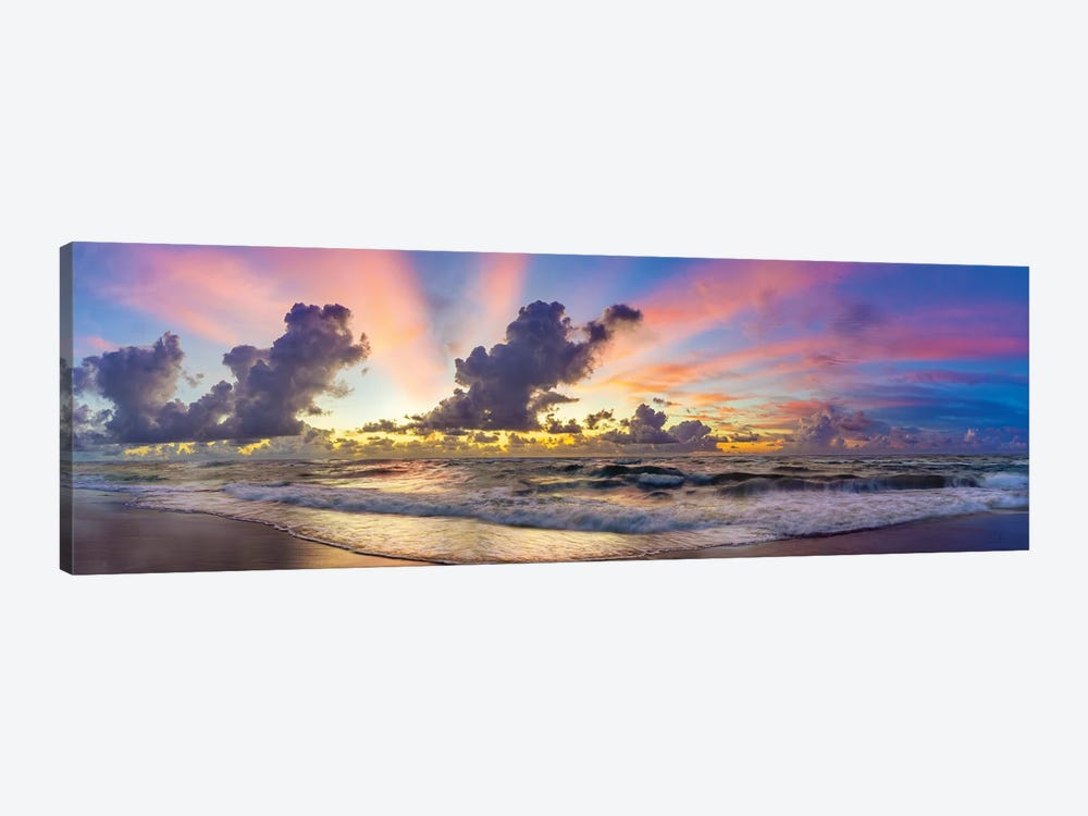 Before Sunrise Colors , Florida Beach Panoramic by Susanne Kremer 1-piece Canvas Artwork
