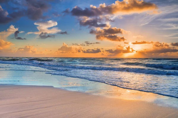 Large Coastal Art - Canvas Prints: Morning Beach Happiness at Sunrise, Florida by Susanne Kremer