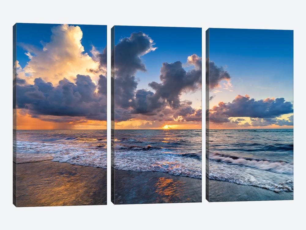Dramatic Clouds at a Beach Sunrise, South Florida by Susanne Kremer 3-piece Canvas Print