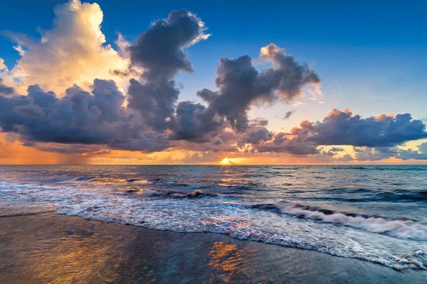 Large Coastal Art - Canvas Prints: Dramatic Clouds at a Beach Sunrise, South Florida by Susanne Kremer