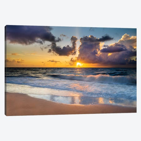 Relaxing golden Sunrise at the Beach , South Florida Canvas Print #SKR542} by Susanne Kremer Canvas Wall Art