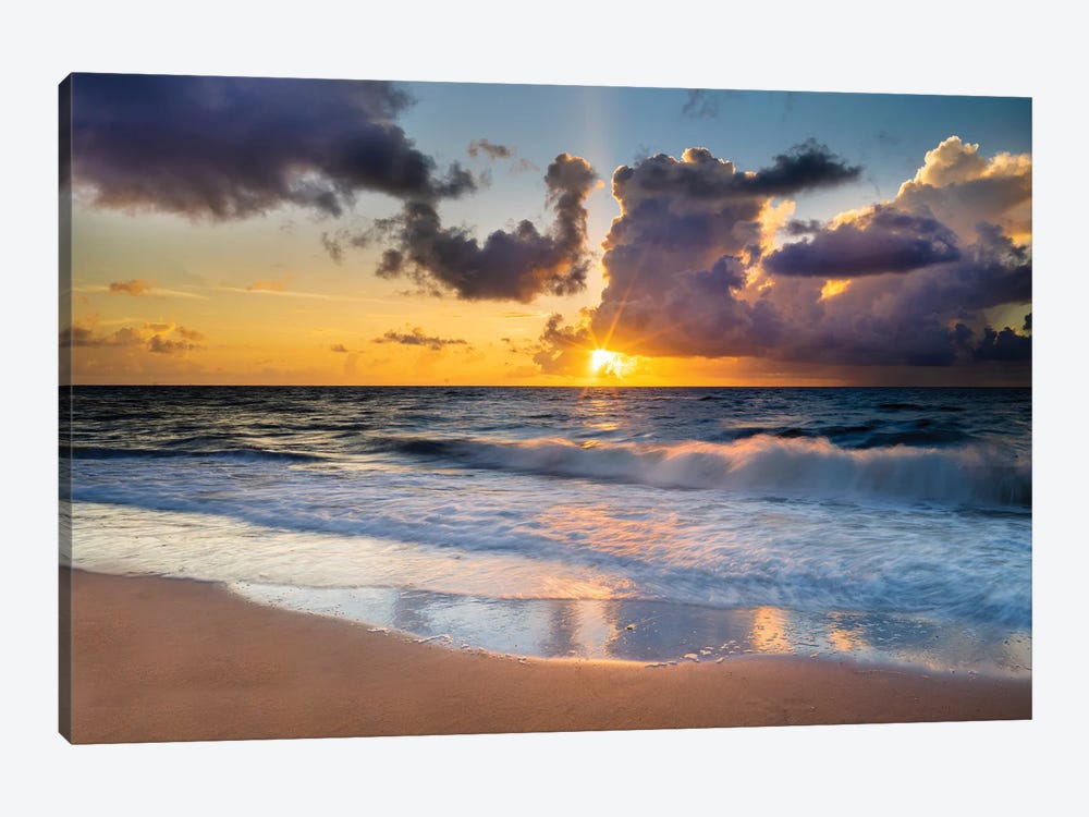 Relaxing golden Sunrise at the Beach , South Florida by Susanne Kremer 1-piece Canvas Art Print