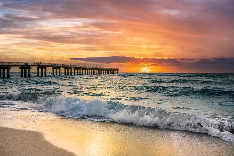 Summer Sunrise at the Beach with Fishing Pier, Miami Florida