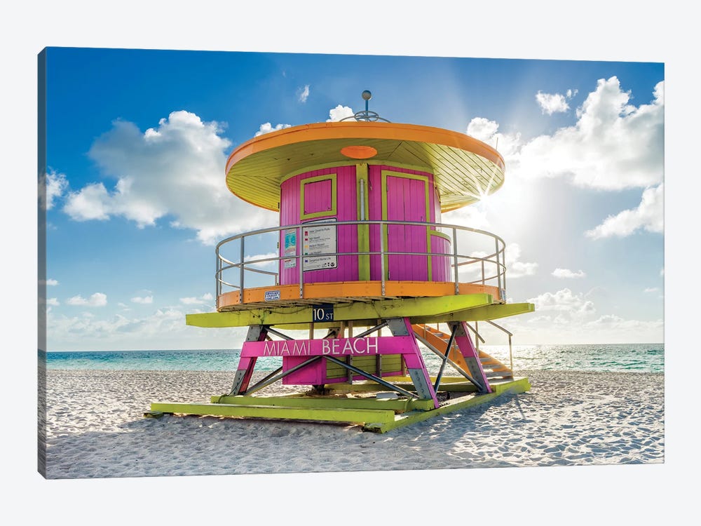 Miami Beach Lifeguard House In Pink by Susanne Kremer 1-piece Canvas Art