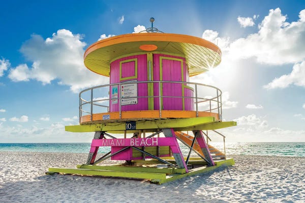 Miami Beach: Miami Beach Lifeguard House In Pink by Susanne Kremer