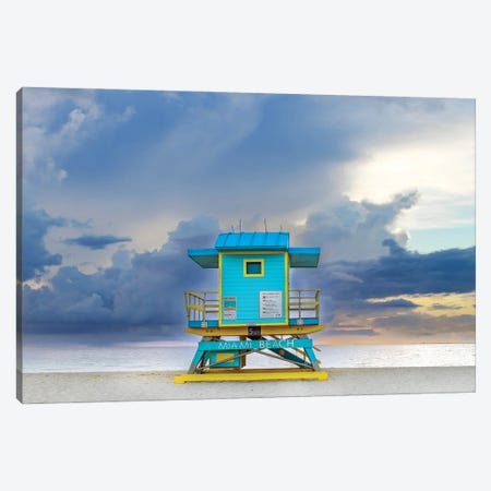 Miami Beach Turquoise Life Guard House Cloudy Morning Canvas Print #SKR552} by Susanne Kremer Art Print