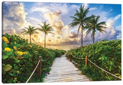 Tropical Florida Beach Summer Sunrise Canvas Art Print - Tropical Décor