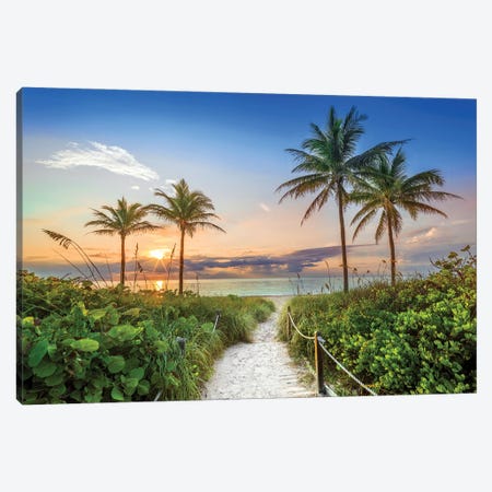 Relaxing Florida Beach Summer Sunrise Canvas Print #SKR555} by Susanne Kremer Canvas Art