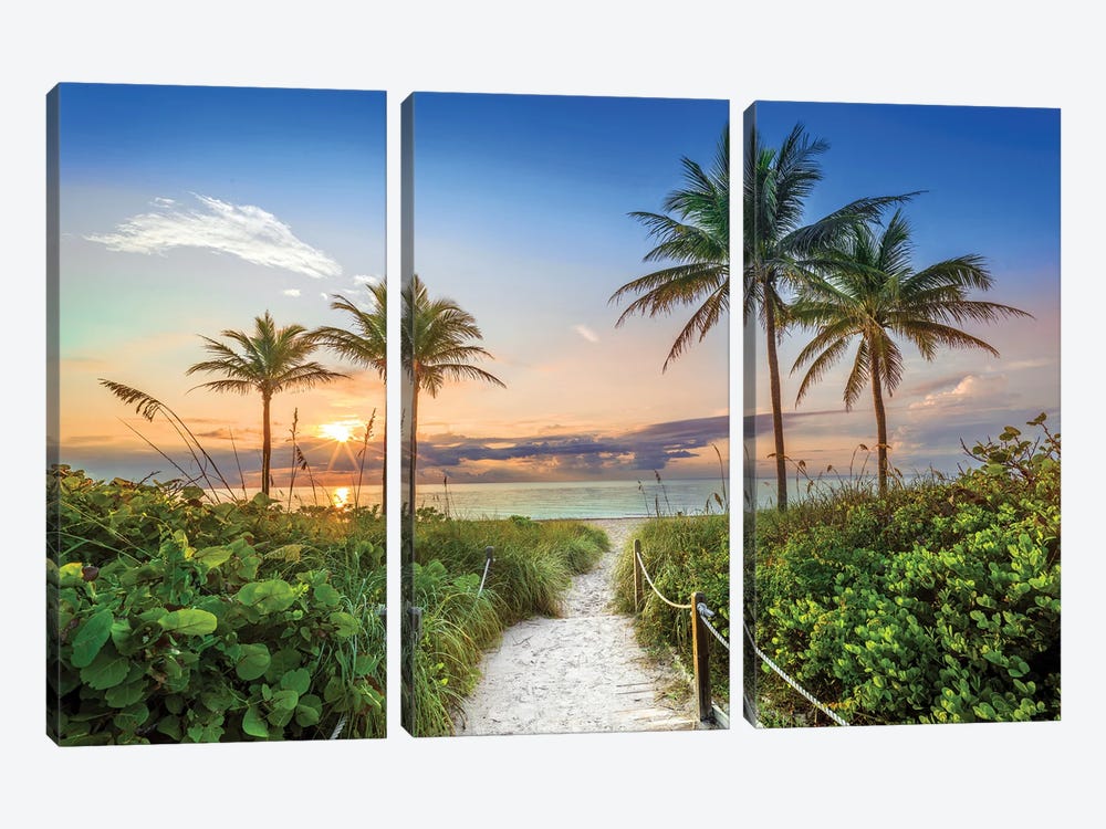 Relaxing Florida Beach Summer Sunrise by Susanne Kremer 3-piece Canvas Print