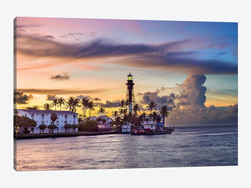 Hillsboro Beach Lighthouse At Sunrise, Florida by Susanne Kremer 1-piece Canvas Artwork