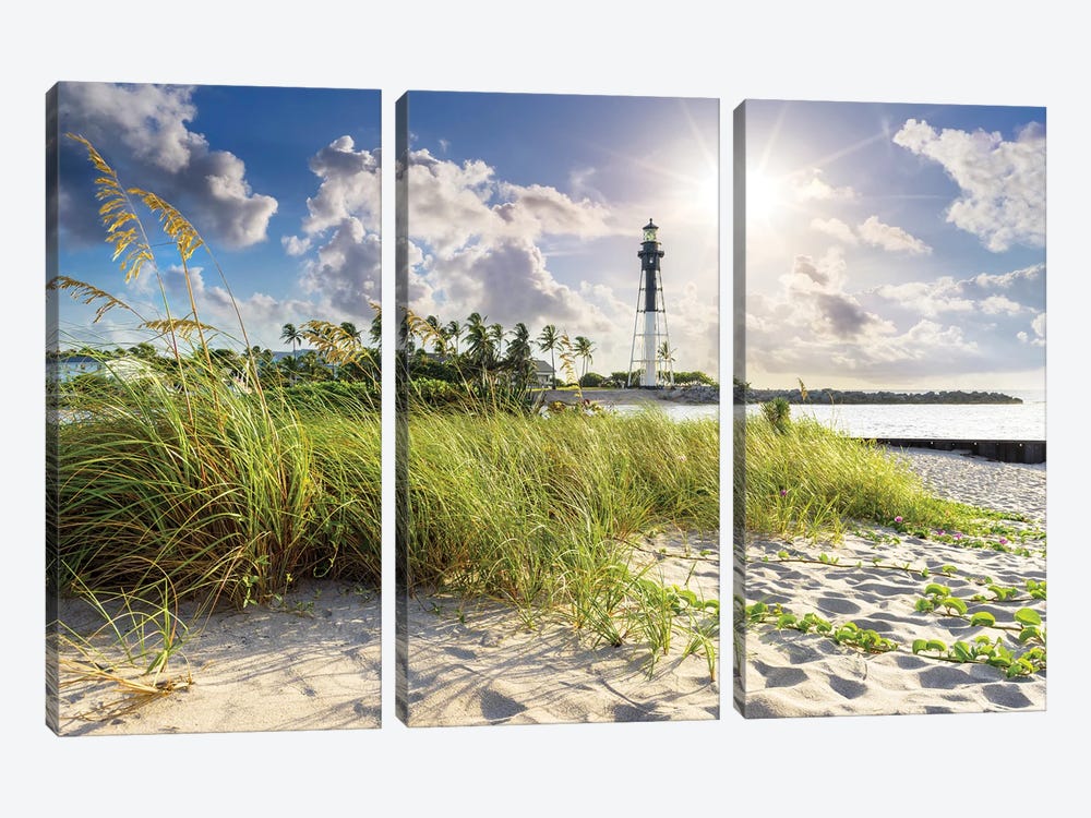 Sand Dunes At  Hillsboro Beach Lighthouse, Florida by Susanne Kremer 3-piece Canvas Artwork