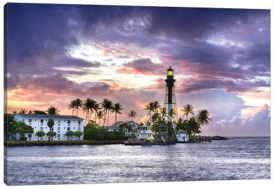 Clearing Morning Hillsboro Lighthouse, Florida Canvas Art Print - Beach Sunrise & Sunset Art