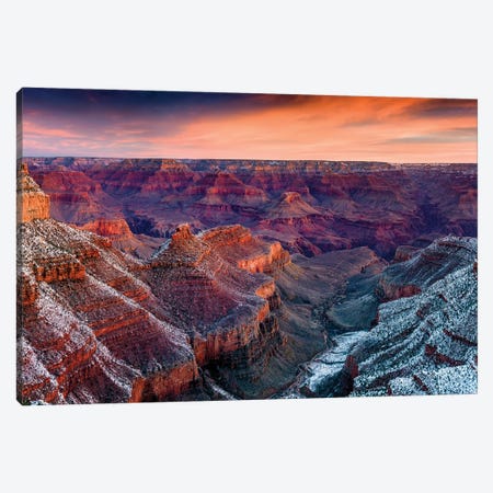 Grand Canyon South Rim Panoramic Classic Sunrise Canvas Print #SKR573} by Susanne Kremer Art Print
