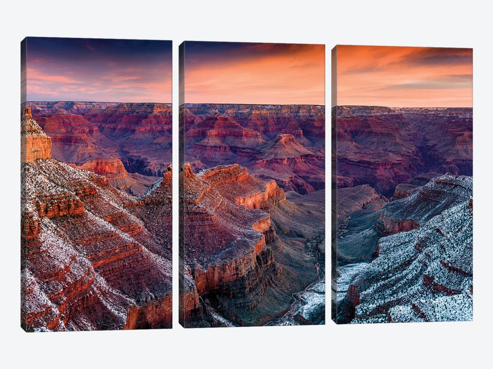 Grand Canyon South Rim Panoramic Classic Sunrise by Susanne Kremer 3-piece Canvas Art Print