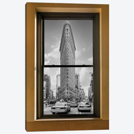 New York City Window Flat Iron Building Canvas Print #SKR583} by Susanne Kremer Canvas Art