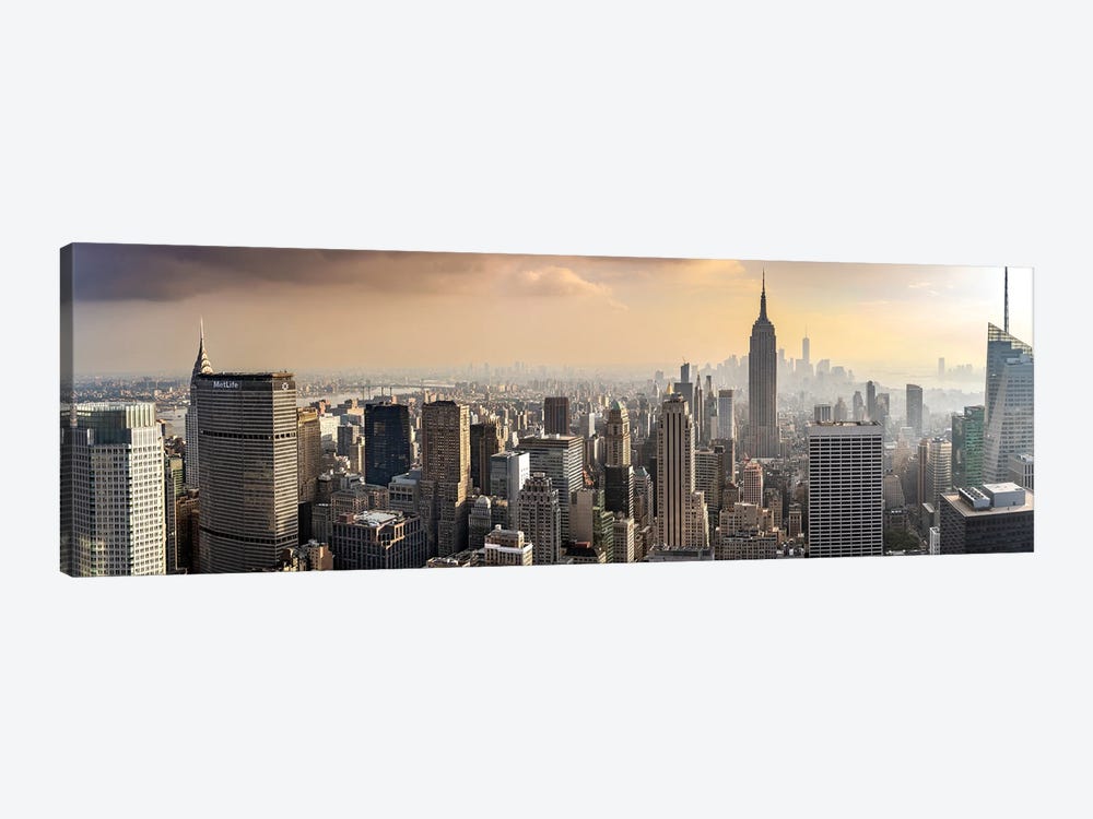 New York City Skyline Panoramic View Empire State Building At Sunset by Susanne Kremer 1-piece Canvas Print