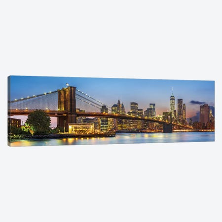 Manhattan And Brooklyn Bridge Skyline New York City Canvas Print #SKR585} by Susanne Kremer Canvas Print